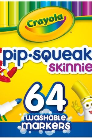 Crayola Pip-Squeaks Skinnies Washable Markers (64ct), Mini Markers for Kids, Coloring Markers, Craft Supplies, Kids Holiday Gift, 3+