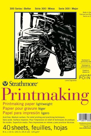 Strathmore 300 Series Printmaking Paper Pad, Glue Bound, 8x10 inches, 40 Sheets (120g) - Artist Paper for Adults and Students - Block Printing, Linocut, Screen Printing