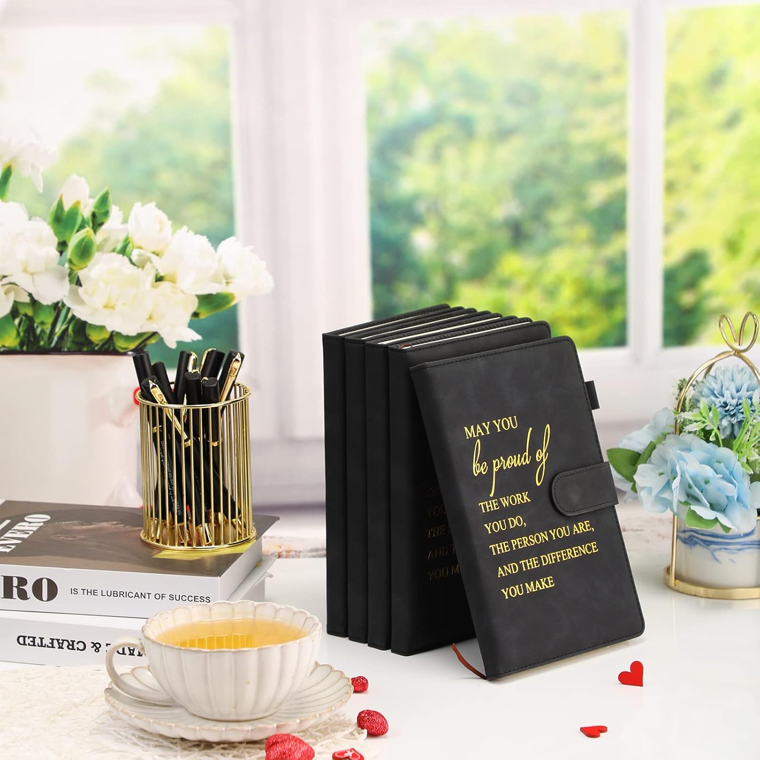 Kosiz 20 Pcs/10 Sets Employee Appreciation Gift Bulk A5 Leather Notebook and Inspirational Journal Pen Thank You Gift for Fathers Day Coworkers Teacher CNA Nurse(Black,Proud) - Image 4