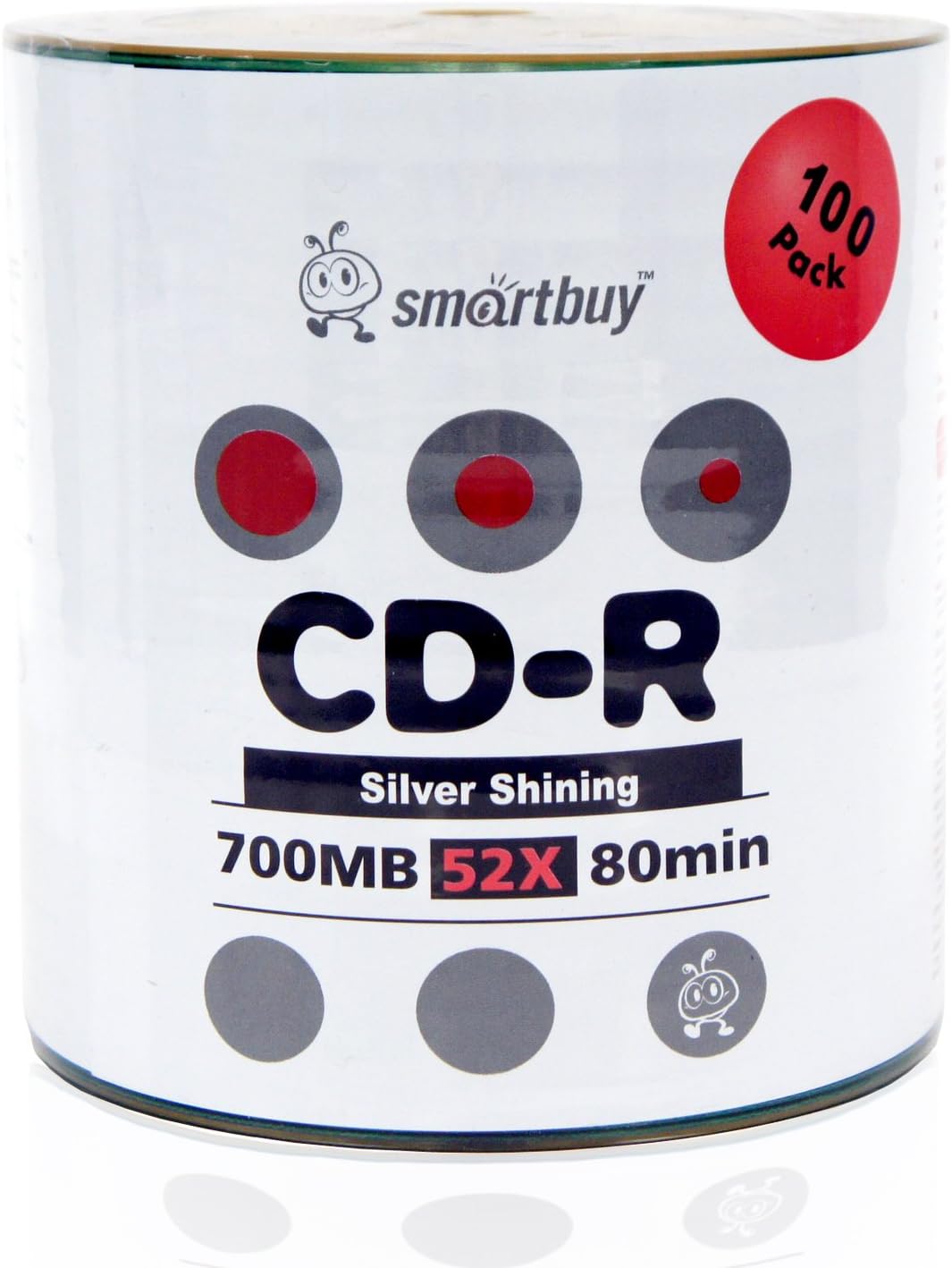 Smartbuy 100-disc 700mb/80min 52x CD-R Shiny Silver Top Blank Recordable Media Disc