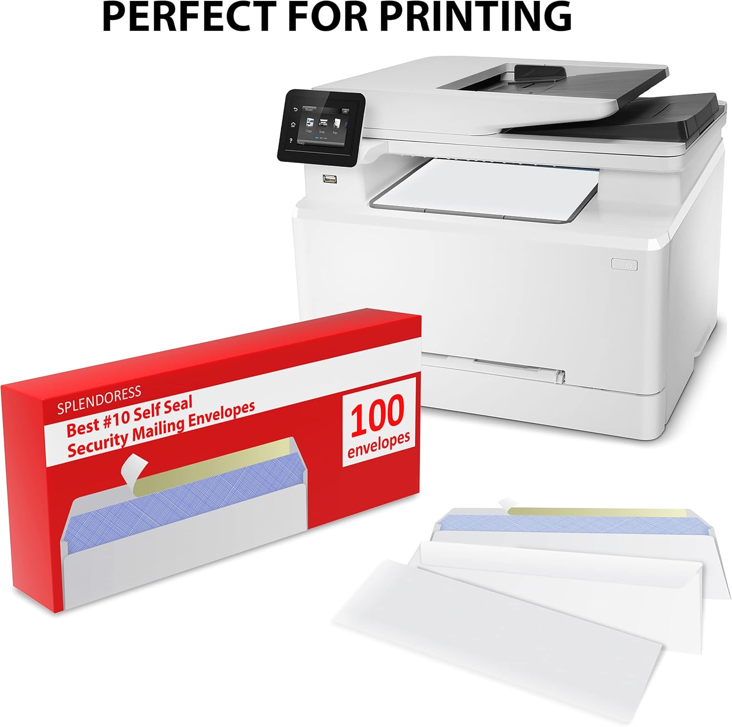 #10 Envelopes Letter Size Self Seal | 100 Business Mailing Security Peel and Sealing Envelope | 100% Tinted | no 10 White Windowless Legal Regular Plain Envelops Pack | 4-1/8 x 9-1/2 Inches | 24 LB - Image 3
