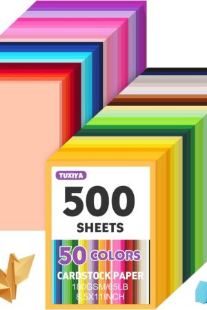 500 Sheets 8.5" X 11" Colored Cardstock, 50 Assorted Colors Construction Paper Card Stock Printer Paper for Printing, Card Making, DIY Crafts,School Supplies,Party Decorations (180GSM/65LB)