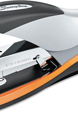 Swingline Stapler, 70 Sheet Capacity, Optima 70, Jam Free, Reduced Effort, Soft Grip, Metal, Silver/Black/Orange (87875)