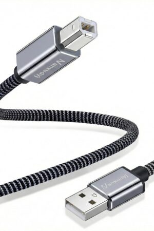 Printer Cable 3ft,USB 2.0 Type A Male to B Male Braid Cables Scanner Cord High Speed USB Printer Cable Compatible with HP,Canon, Dell,Lexmark, Xerox, Samsung and More
