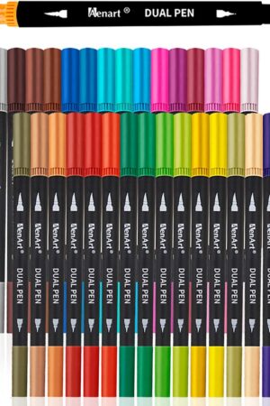 36 Dual Brush Markers for Adult Coloring Books - Fine & Brush Double Pens for Journaling, Calligraphy, Drawing, Art + Craft Supplies for Gifts Trendy Stuff