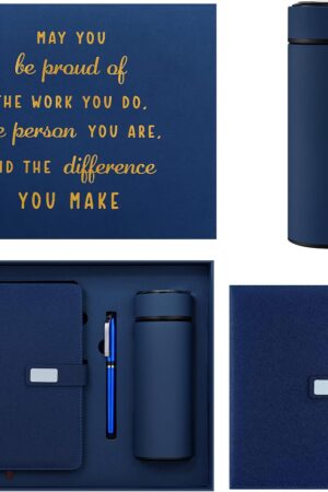 Honoson Employees Appreciation Gift Set for Men, New Employee Welcome to The Team Sets Notebook Pen and Tumbler May You Be Proud, Farewell Gifts for Coworkers(Blue)