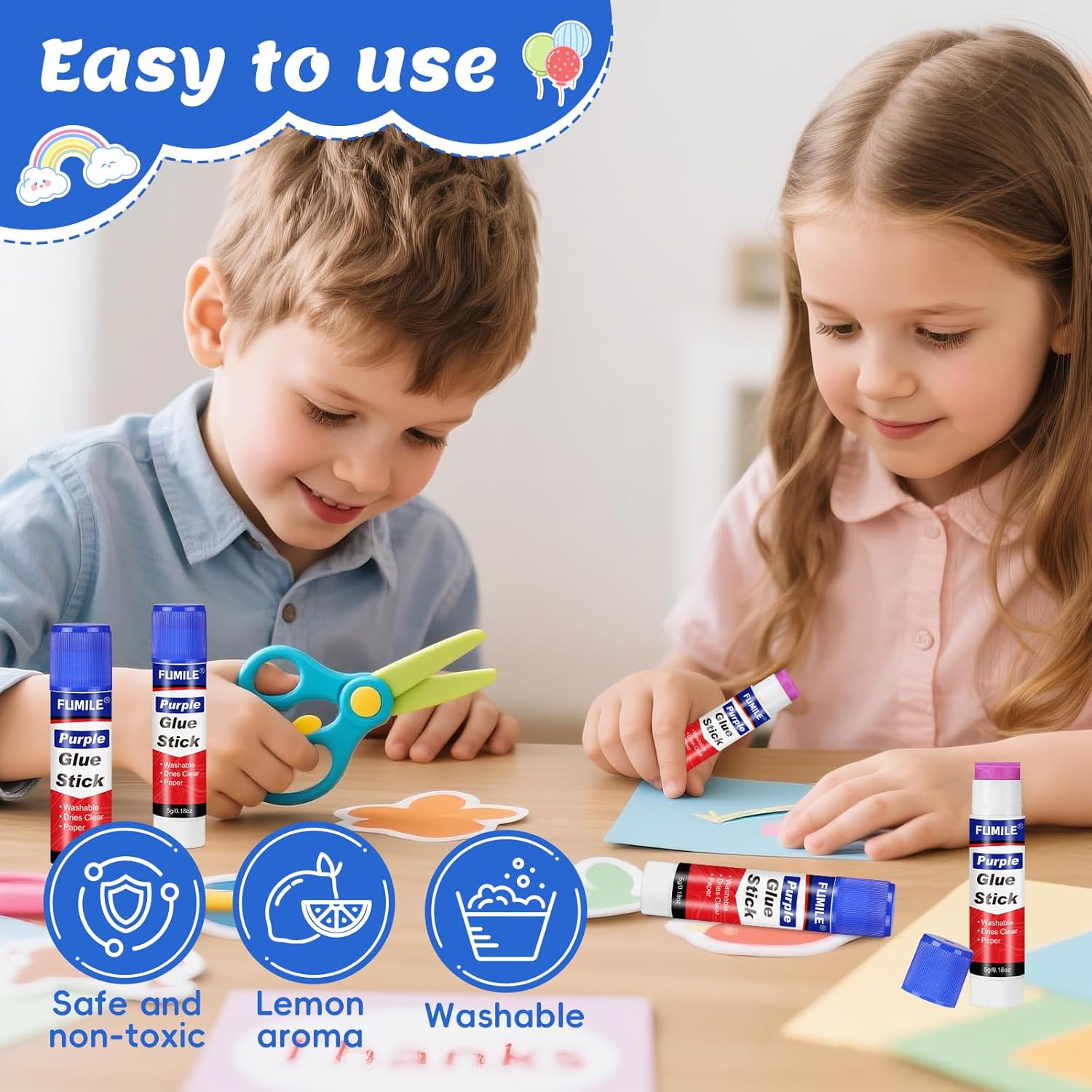 36 Pack Glue Sticks Bulk for Kids, Disappearing Purple Glue Sticks for Classroom and Teacher Supplies.0.18 OZ kids glue Dries Clear, Non-Toxic, Washable, Back to School Supplies and Student Must Haves - Image 4