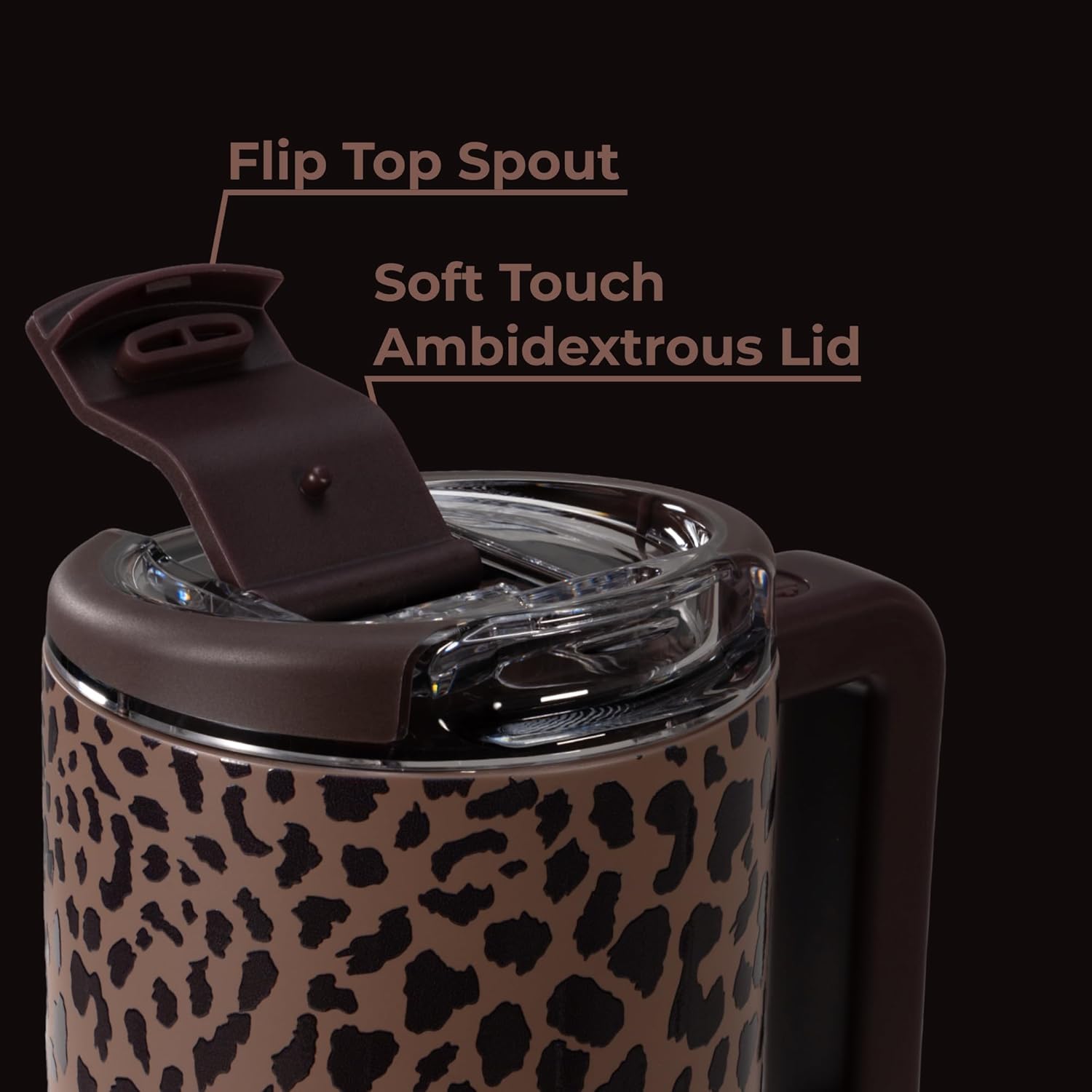 HydroJug Coffee Traveler 20 oz - Leak-Resistant, Ceramic-Lined Insulated Travel Coffee Mug for Hot or Cold Drinks with Flip Lid & Handle, Dishwasher Safe Coffee Tumbler, Brown Leopard - Image 6