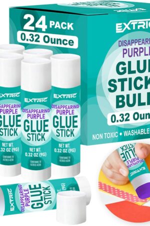Glue Sticks Bulk Classroom, Purple Glue Sticks for Kids 24 Count, 0.32 Ounce Washable, for Kids, School and Home