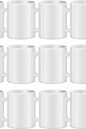 TANGLONG Sublimation Mugs Blank, Tazas Para Sublimacion, White Ceramic Sublimation Cups, Bulk Mugs for Coffee, Tea, Latte, Soup, Milk, Hot Cocoa 11 oz Set of 12