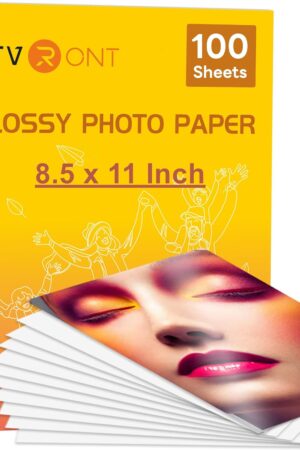 HTVRONT Glossy Photo Paper for Printer - 100 Sheets Inkjet Printer Paper for Chip Bag Paper, Instant Dry Glossy Photo Paper 8.5 x 11 (180gsm/48lb)