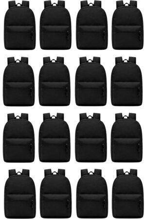 Winterlace 24 Pack Backpack, Bulk 17 inch Lightweight Outdoor Travel Gym Corporate Events Bag (Black)