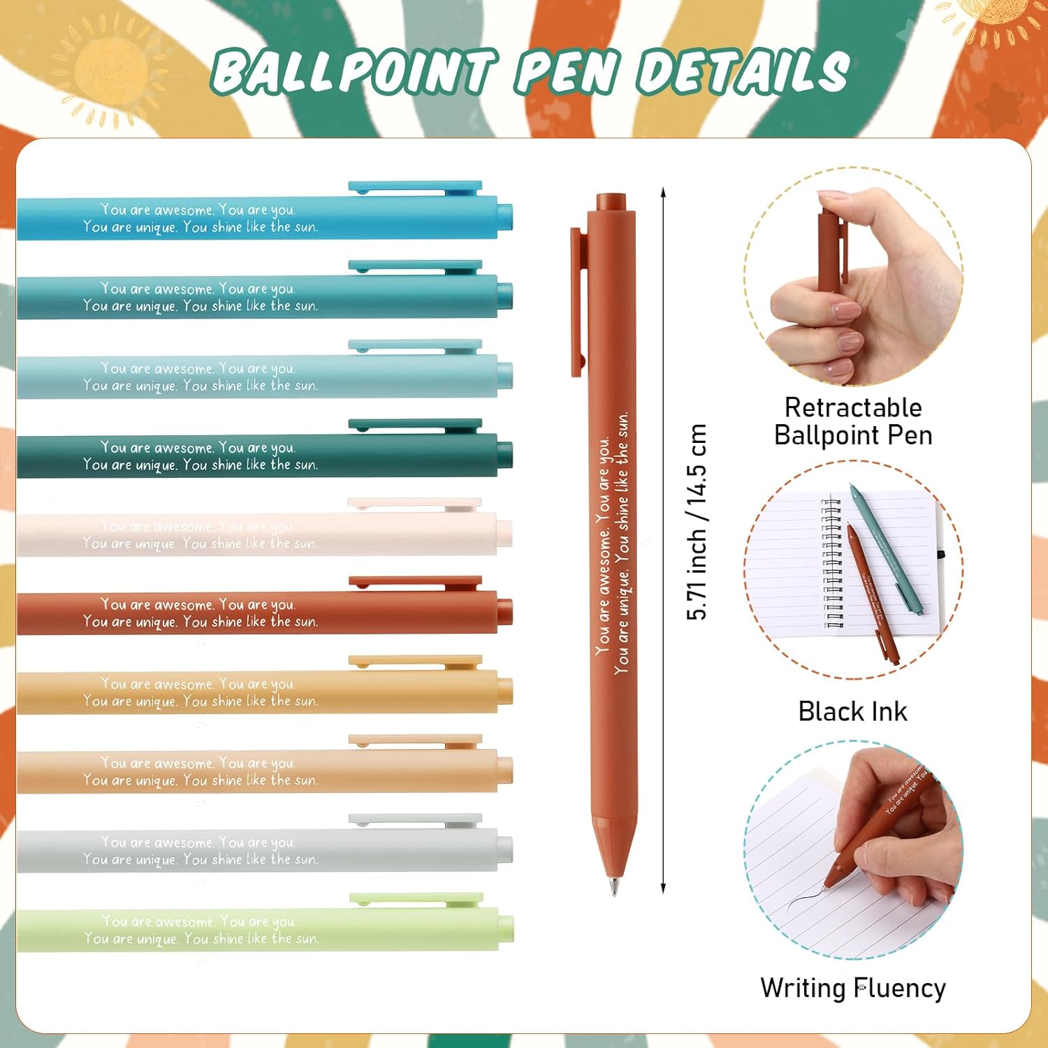 20 Pcs Mental Health Gifts for Women Men Self Care Items Bulk Include 10 Mental Health Notebook with Sticky Note 10 Positive Pens Affirmation Journals Wellness Gifts for Coworkers Teachers - Image 3