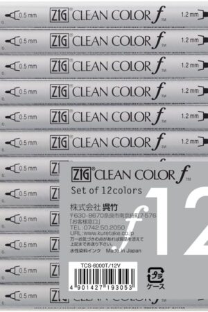Kuretake Zig Twin Tip Marker Clean Color f, 12 Color Set (TCS-6000T/12V)