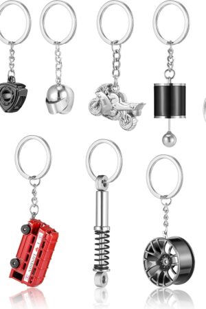 Frienda 11 Pcs Car Lovers Keychain Set, Mini Auto Parts & Tool Gadget Keychains for Men, Metal Key Ring Gifts for Boyfriend Husband, Father's Day Presents for Car Enthusiasts