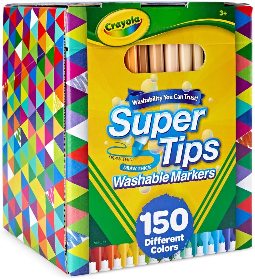 Crayola Super Tips Marker Set (150ct), Teacher Classroom Must Haves, Homeschool Supplies, 2-in-1 Fine Point & Broad Line Markers for Kids, 3+ - Image 4