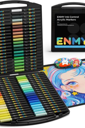 80 Colors Acrylic Paint Markers, Direct Liquid Acrylic Paint Marker Pen, Fabric Markers for Textile, Canvas, Rock, Glass, Wood, Paper, DIY, Acrylic Coloring Pens for DIY Craft Supplies