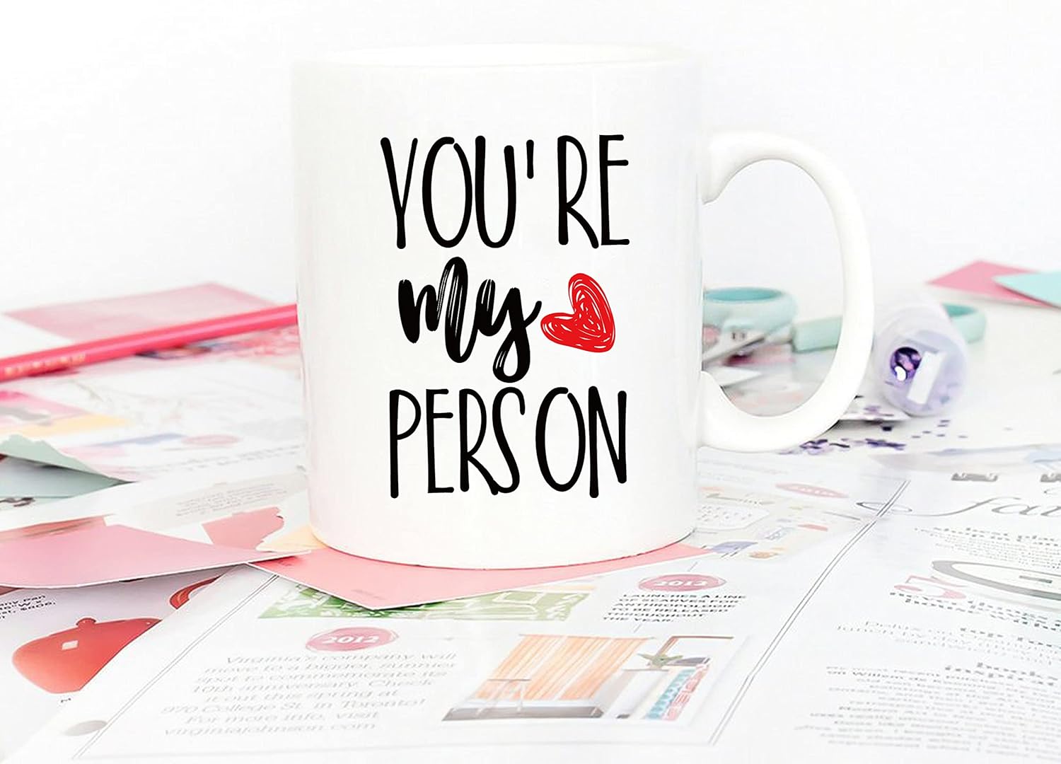5Aup You're My Person Coffee Mug, Best Cup for Boyfriend, Girlfriend, Her, Him - 11 Oz Funny Inspirational Red Heart Gift for Wife Husband Women Men - Image 4