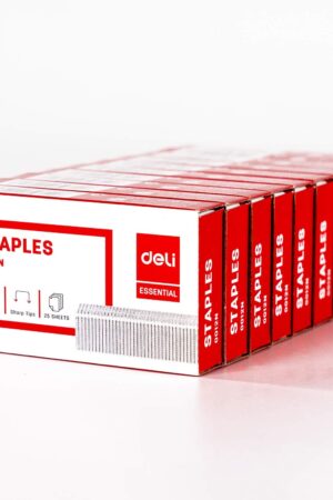 Deli 10,000 Staples, Fits Deli 25, 40 and 60 Sheet Capacity Staplers, Standard 1/4 Inch Length, 24/6, Jam Free Sharp Chisel Point Design, 10 Boxes of 1,000 Staples, Fits Standard Staplers(0012N)