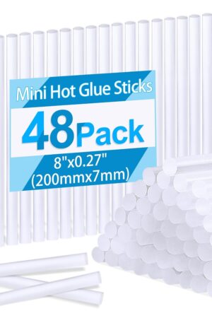 Phinus 48 Pack Mini Hot Glue Sticks, 8" Long x 0.27" Diameter Clear Glue Sticks for Glue Gun, EVA Clear Glue Gun Sticks, Hot Glue Gun Sticks for DIY Craft Sticky Projects & More