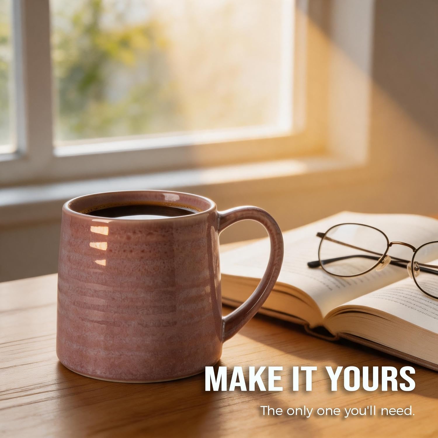 21 oz Heavyweight Ceramic Coffee Mug with Wide Bottom, Textured Purple Reactive Glaze Stoneware Mug, Prop 65 Compliant, Customized Box Included for Gifts, Microwave & Dishwasher Safe - Image 7