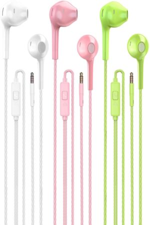 Jogteg Earbuds Headphones with Microphone Pack of 5, Noise Isolating Wired Earbuds, Earphones with Powerful Heavy Bass Stereo, Compatible with Android, Phone, Laptops, MP3 and Other Interfaces (3.5mm)