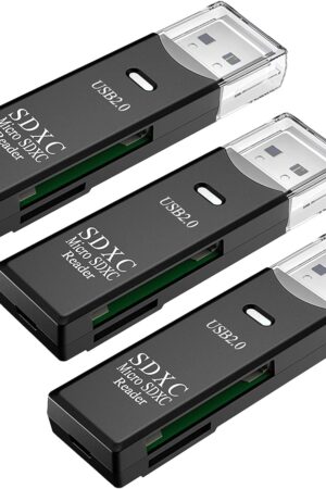 USB SD Card Reader for PC, 3 Packs Micro SD Card to USB Adapter, Card Reader for Camera Memory Card Reader, Wansurs Card Reader for Laptop (3 Pack USB2.0)