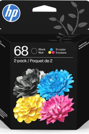 HP 68 Black/Tri-Color Ink Cartridges (2-Pack) | Works Envy 6100e, 6500e Series | Eligible for Instant Ink | 6L6S2TN | Packaging May Vary