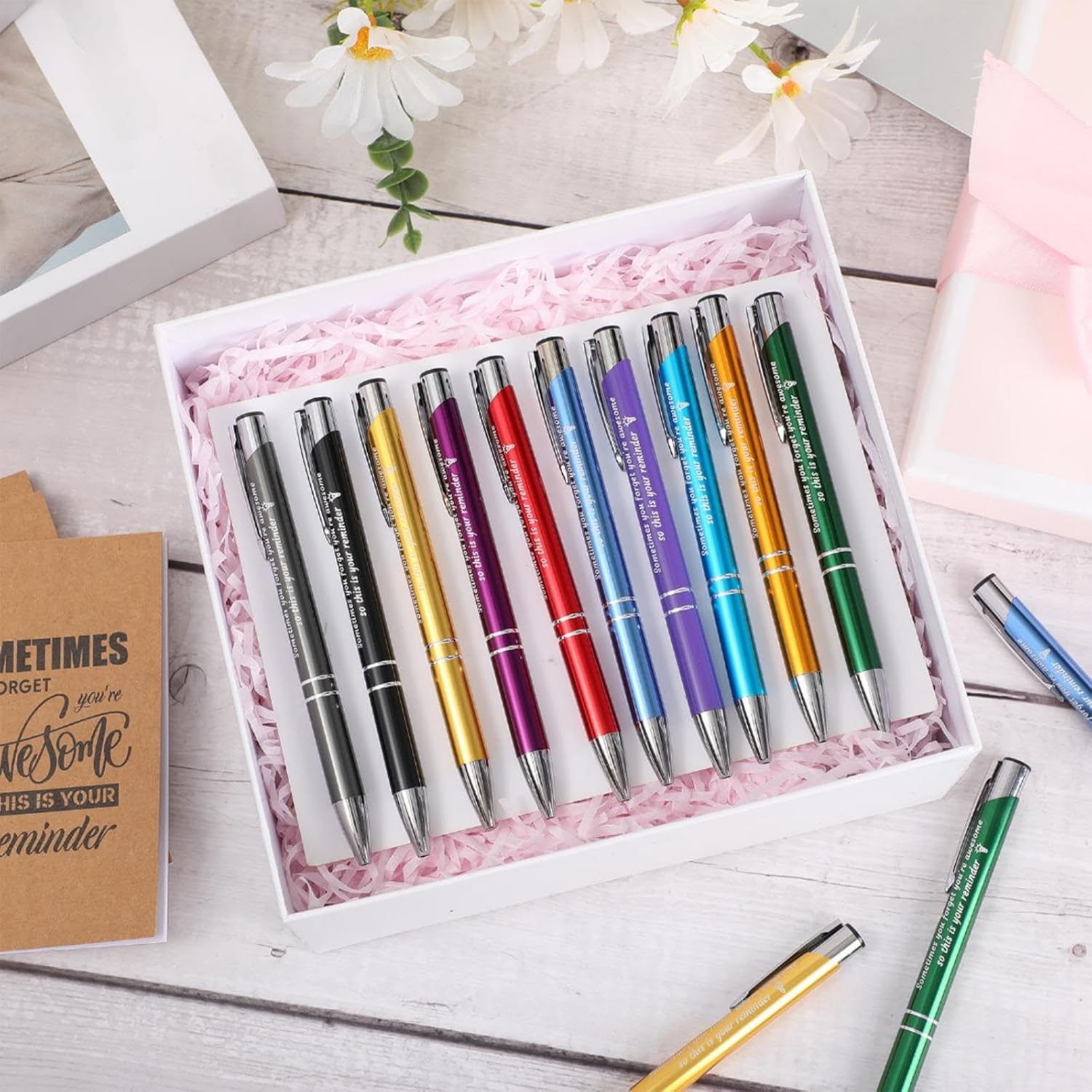 Sabary 100 Pcs Inspirational Notepads Ballpoint Pens Sets Mini Motivational Pocket Notebooks Journals Bulk Christmas Teacher Appreciation Gifts for Office Supplies(Appreciation Gifts) - Image 6