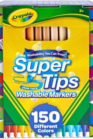 Crayola Super Tips Marker Set (150ct), Teacher Classroom Must Haves, Homeschool Supplies, 2-in-1 Fine Point & Broad Line Markers for Kids, 3+