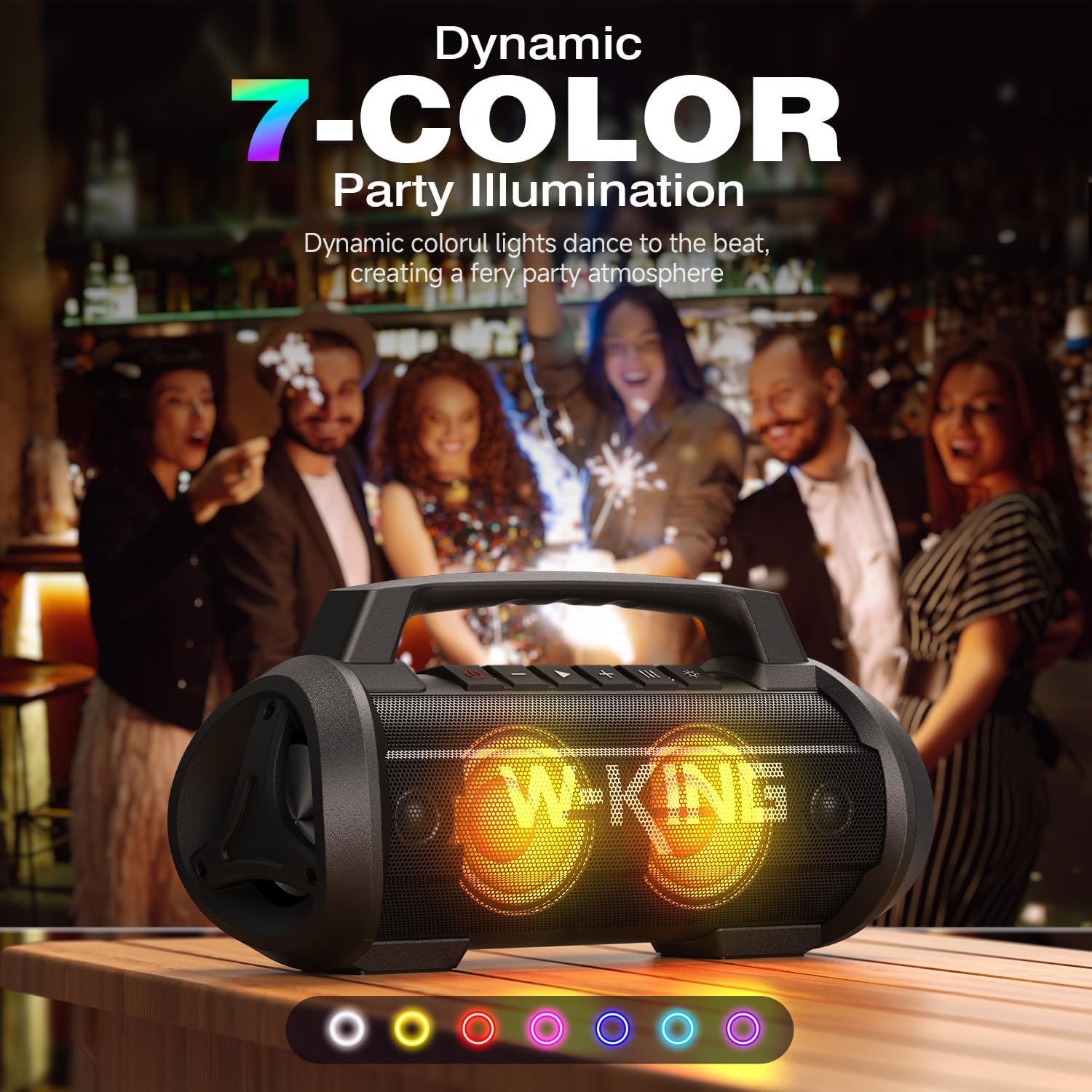 W-KING Portable Bluetooth Speaker, 120W Max/110dB/IPX6/BT5.4/42H/RGB/4 Drivers/70W Deep Bass/Wireless Stereo Pairing, Large Party Boombox,Outdoor/Camping/Beach Essentials for Dad/Husband/Father's Day - Image 6