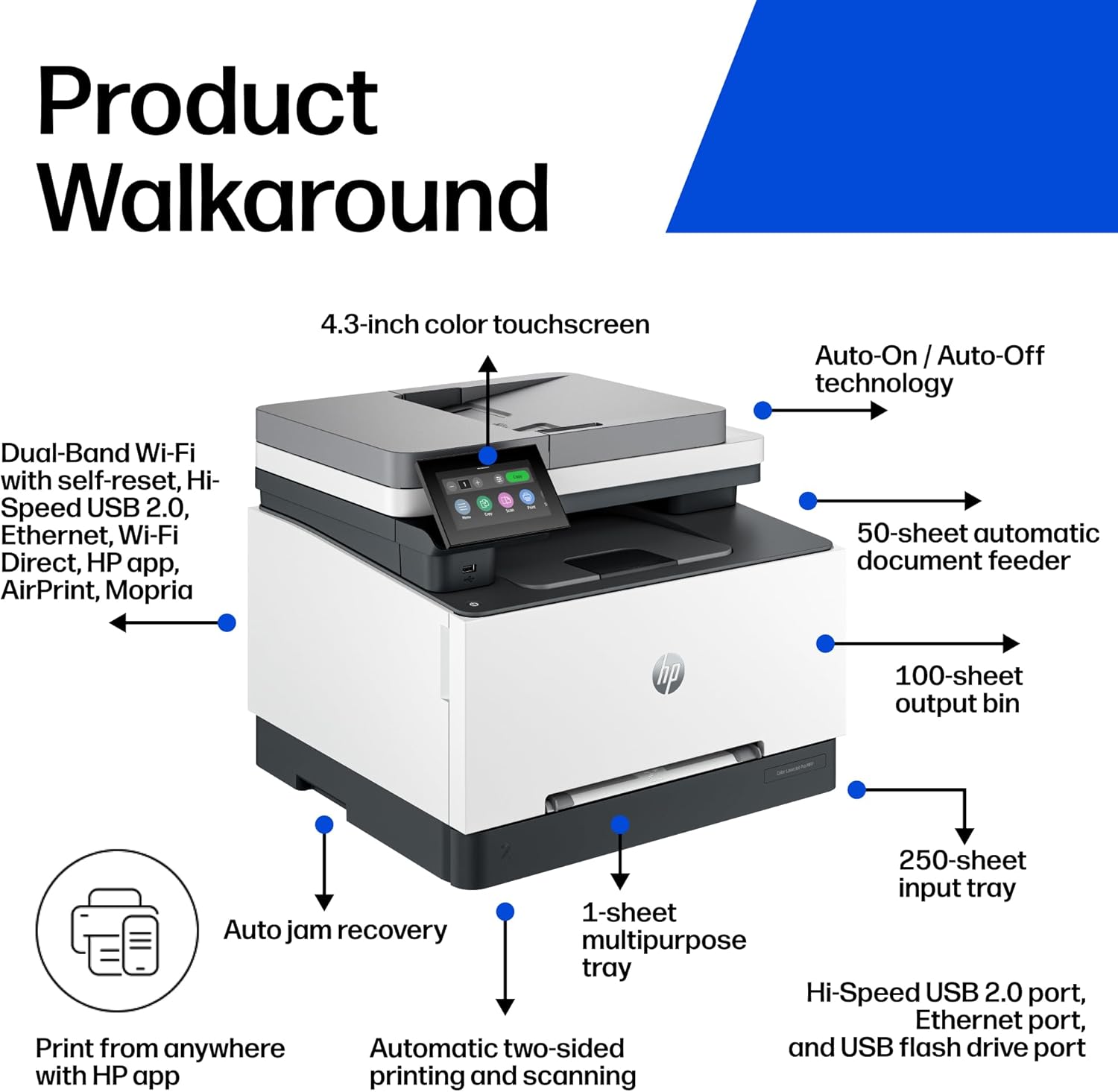 HP Color LaserJet Pro MFP 3301fdw Wireless All-in-One Color Laser Printer, Office Printer, Scanner, Copier, Fax, ADF, Duplex, Best for office (499Q5F) - Image 3