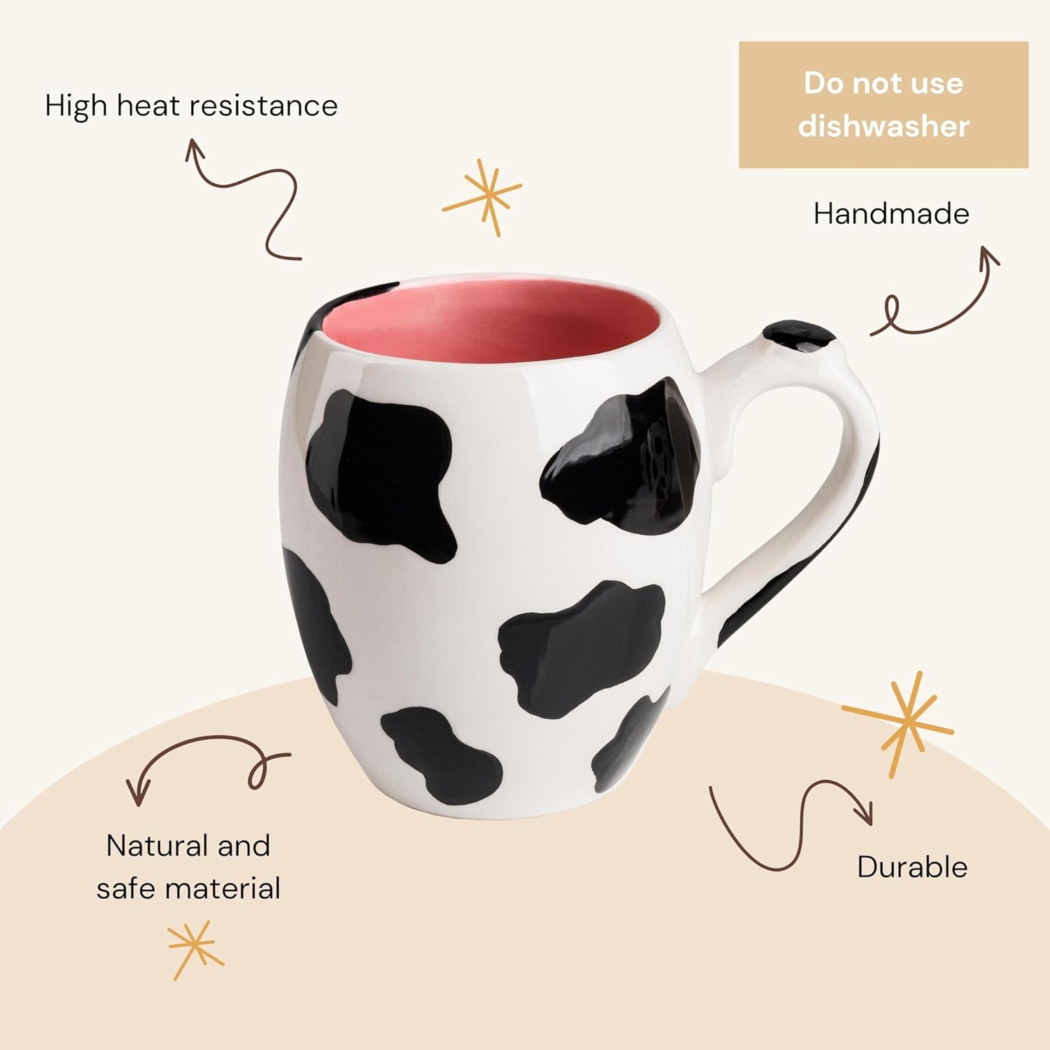 SWEETLO Cow Coffee Mug Stuff Ceramic Cup - 20oz Cow Coffee Mug - 600 ml Weird Milk Cow Print Coffee Mug for Women Gift - Taza de Vaca Cow Items Lover Gifts - Image 2