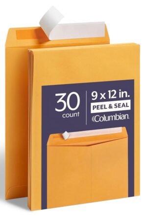 Columbian 9 x 12 Catalog Envelopes, 30 Pack, Document Envelopes with Self Seal Closure, Heavyweight 28 lb Paper, Self Sealing Envelopes for Mailing, Filing and Organizing, Brown Kraft