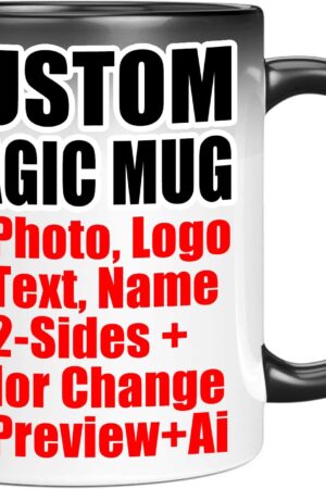 Personalized Color Changing Mug - Custom Magic Coffee Mugs with Picture Text - 11oz Customized Photo Name Logo Heat Sensitive Cup - Birthday Anniversary Fathers Mothers Day Gifts for Women Men Mom Dad