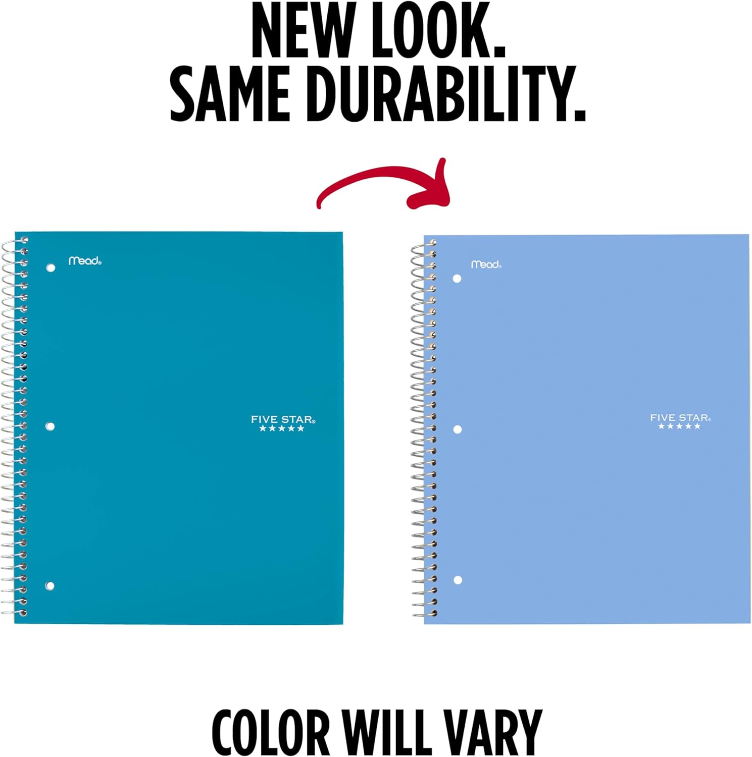 Five Star Spiral Notebook + Study App, 5 Subject, Wide Ruled Paper, 8" x 10-1/2", 200 Sheets, Fights Ink Bleed, Water Resistant Cover, Tidewater Blue (73196) - Image 2