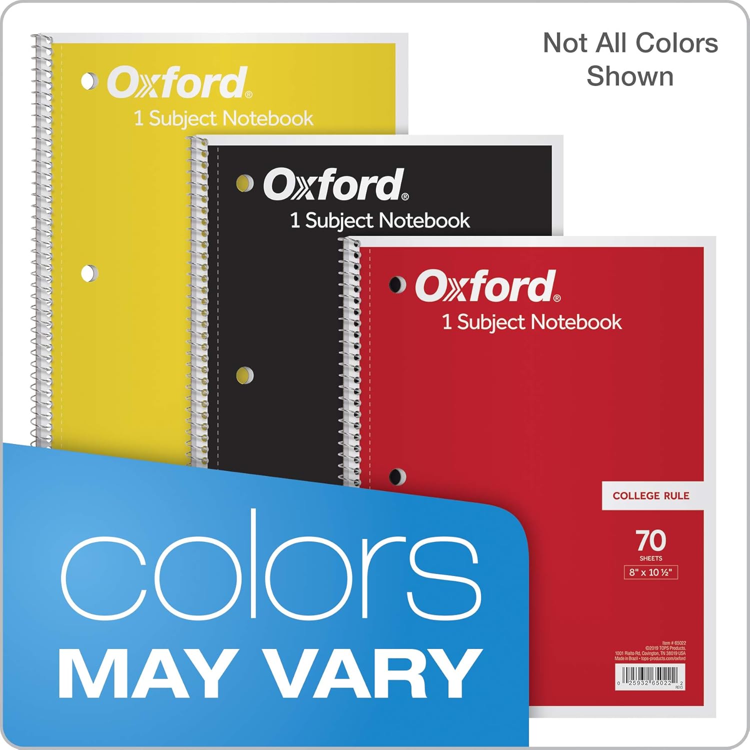 Oxford Spiral Notebook 6 Pack, 1 Subject, College Ruled Paper, 8 x 10-1/2 Inch, Color Assortment Design May Vary (65007) - Image 5