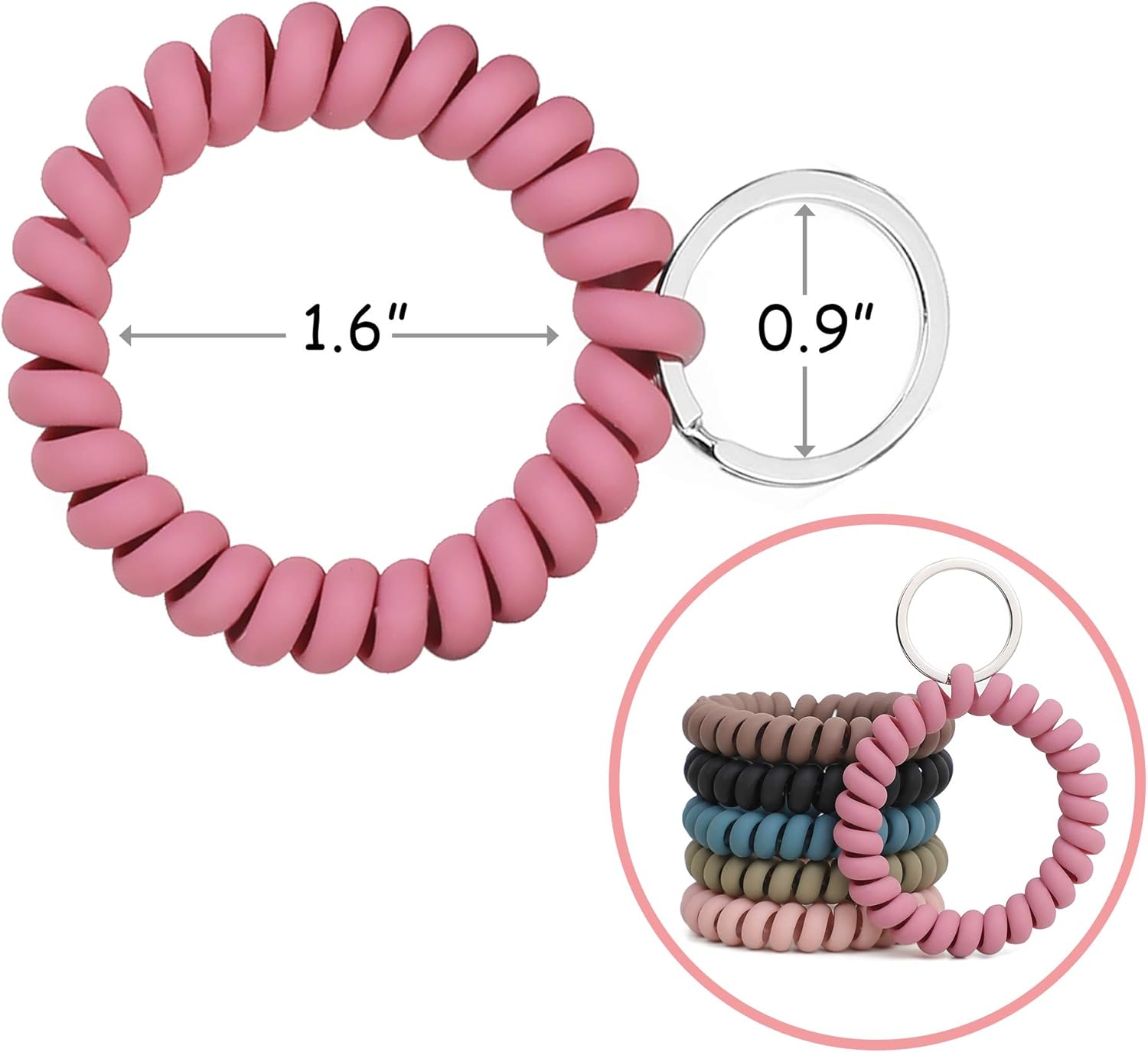 LGEGE 6PCS Stretchable Wristband Wristlet Keychain Wrist Key Chain Wristlet,Spring Flexible Spiral Wrist Coil Wrist Key Holder Key Ring for Sauna Gym Pool ID Badge and Outdoor Sports - Image 3