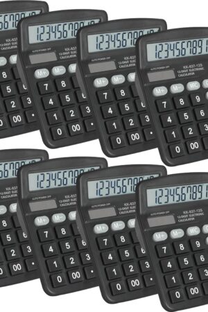 8 Pack Calculator Bulk, 12 Digits Calculators Desktop with Large LCD Display and Sensitive Butto, Solar and Battery Dual Power, Desk Calculator for Office, School, Home