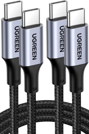 UGREEN USB C to USB C Cable, 100W 2-Pack USB C Charger Cable for iPhone 17/17 Air/17 Pro/17 Pro Max/16, MacBook Pro, iPad Pro, Dell XPS, Samsung Galaxy S25/S24/S23 Ultra, Switch, Pixel, 3.3FT Black