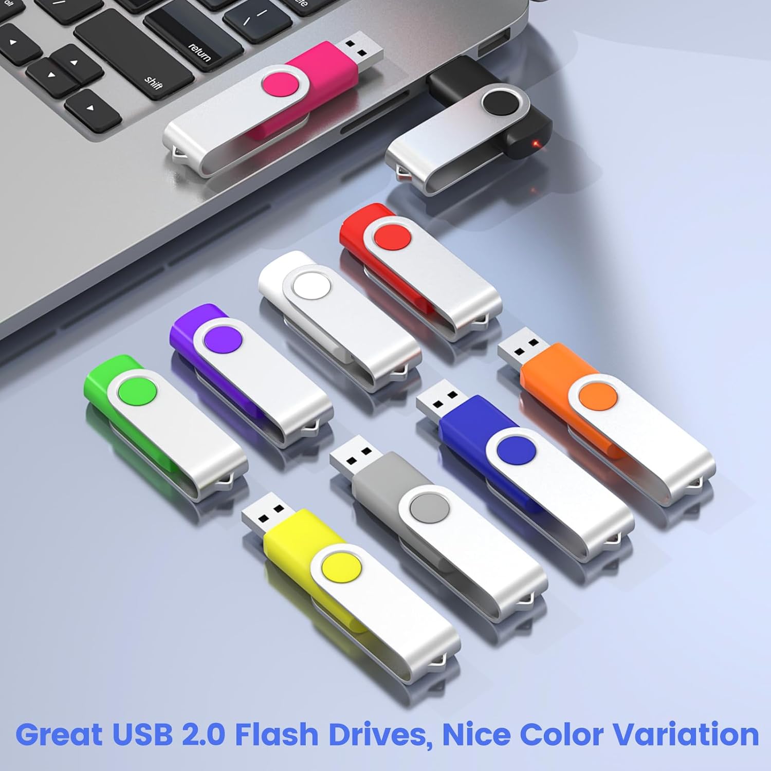 ABLAZE 128MB Flash Drive 20 Pack, USB 2.0 Memory Stick with Lanyards Swivel Thumb Drives Bulk Pendrive U Disk for Data Storage (Mixcolors) - Image 6