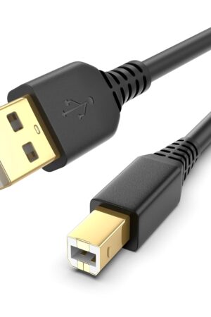 6FT Printer Cable to USB 2.0, High Speed USB A to USB B Cable HP Scanner/Printer Cord for Canon, Brother, Samsung, Dell, Epson, Lexmark, Xerox, and More(Black)