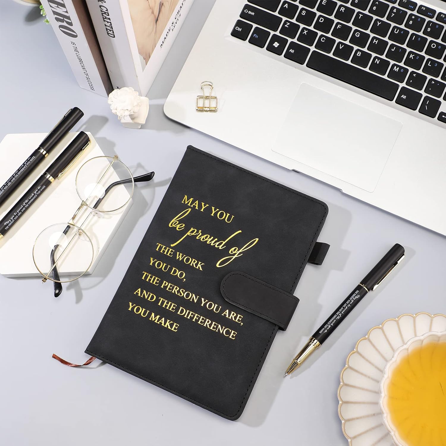 Kosiz 20 Pcs/10 Sets Employee Appreciation Gift Bulk A5 Leather Notebook and Inspirational Journal Pen Thank You Gift for Fathers Day Coworkers Teacher CNA Nurse(Black,Proud) - Image 5