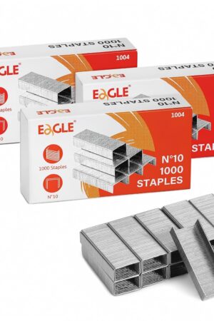 Eagle No.10 Mini Premium Staples for #10 Staplers, 1000 pcs Per Box, Pack of 3 Boxes, 3000 pcs in Total, Silver