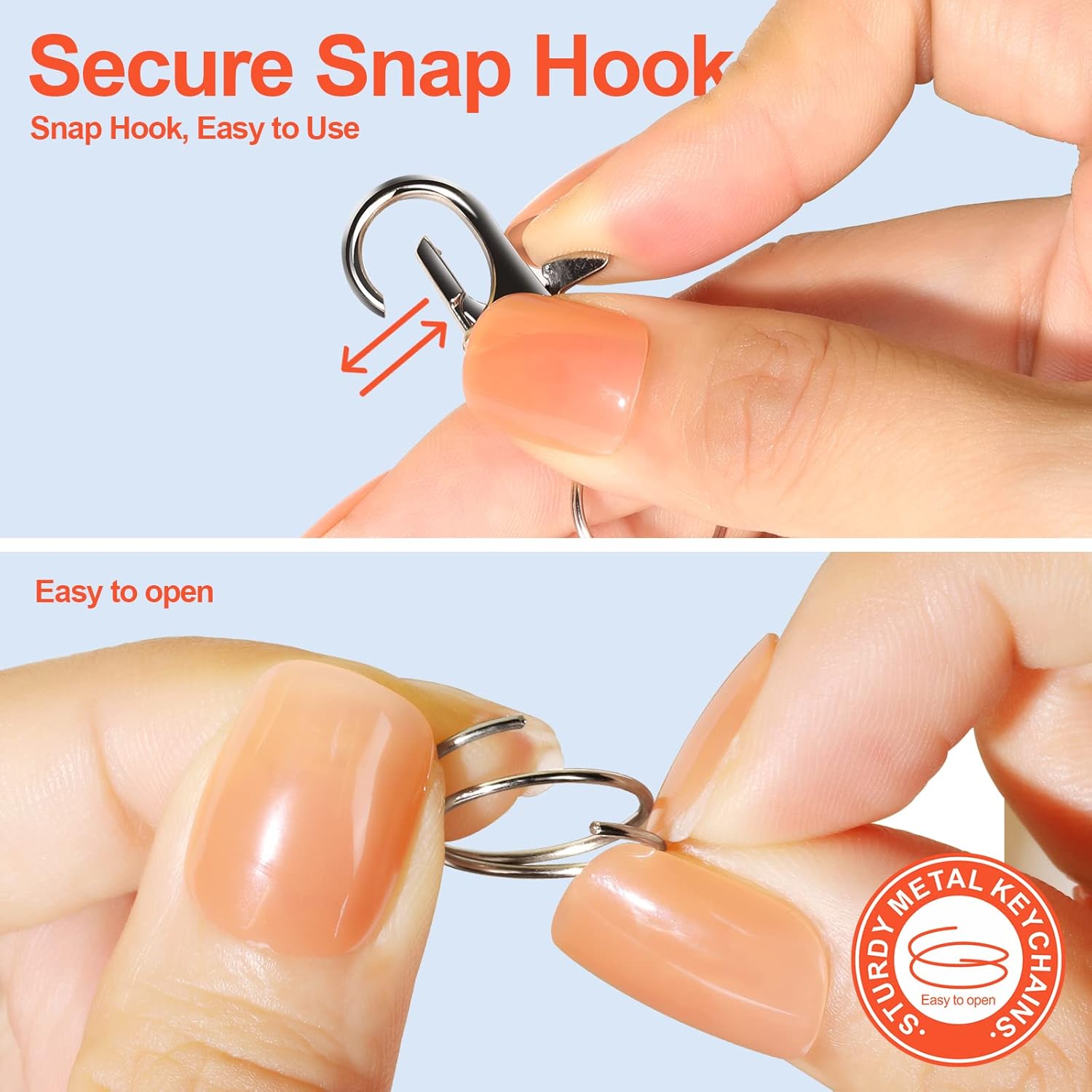LEOBRO 60PCS Lobster Claw Clasps and Key Rings, 30PCS Keychains Clips and 30PCS Key Chain Ring, Keychain Making kit for Key Chain, Jewelry Making, Art Crafts, Silver - Image 7