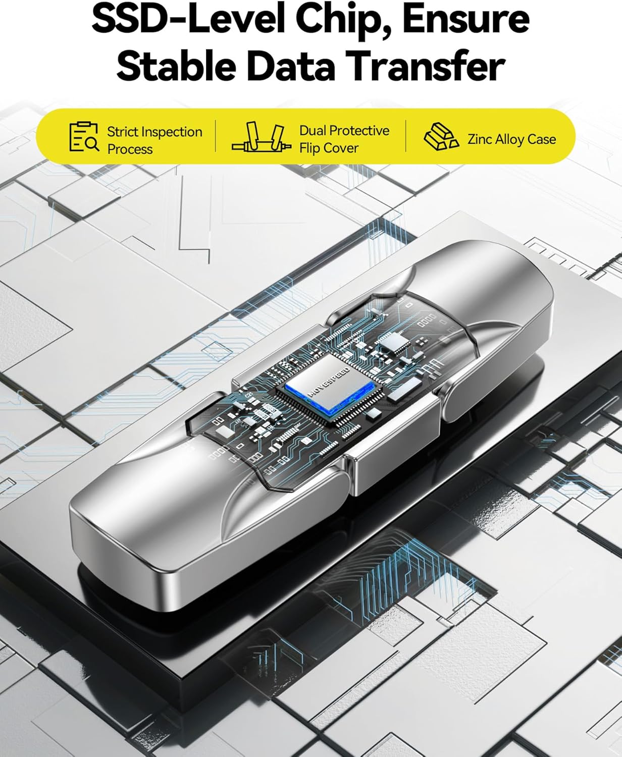 MOVE SPEED 1TB Solid State Flash Drive 570MB/s High Speed USB Drive with Type C + USB 3.2 Drive Dual Port, Thumb Drive Compatible with iPhone 15, 16,17 Series/Android/Phone/MacBook/Audio/Smart TV - Image 5