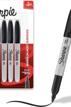 Sharpie Permanent Markers, Fine Tip, Black, 5 Count - Quick Drying, Fade Resistant