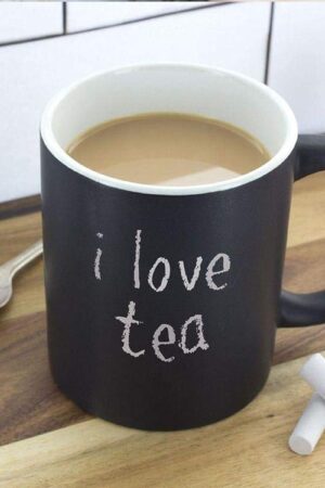 Personalized Chalkboard Ceramic Coffee Mug - Start Each Day with a New Message (Chalk Included), 300ml