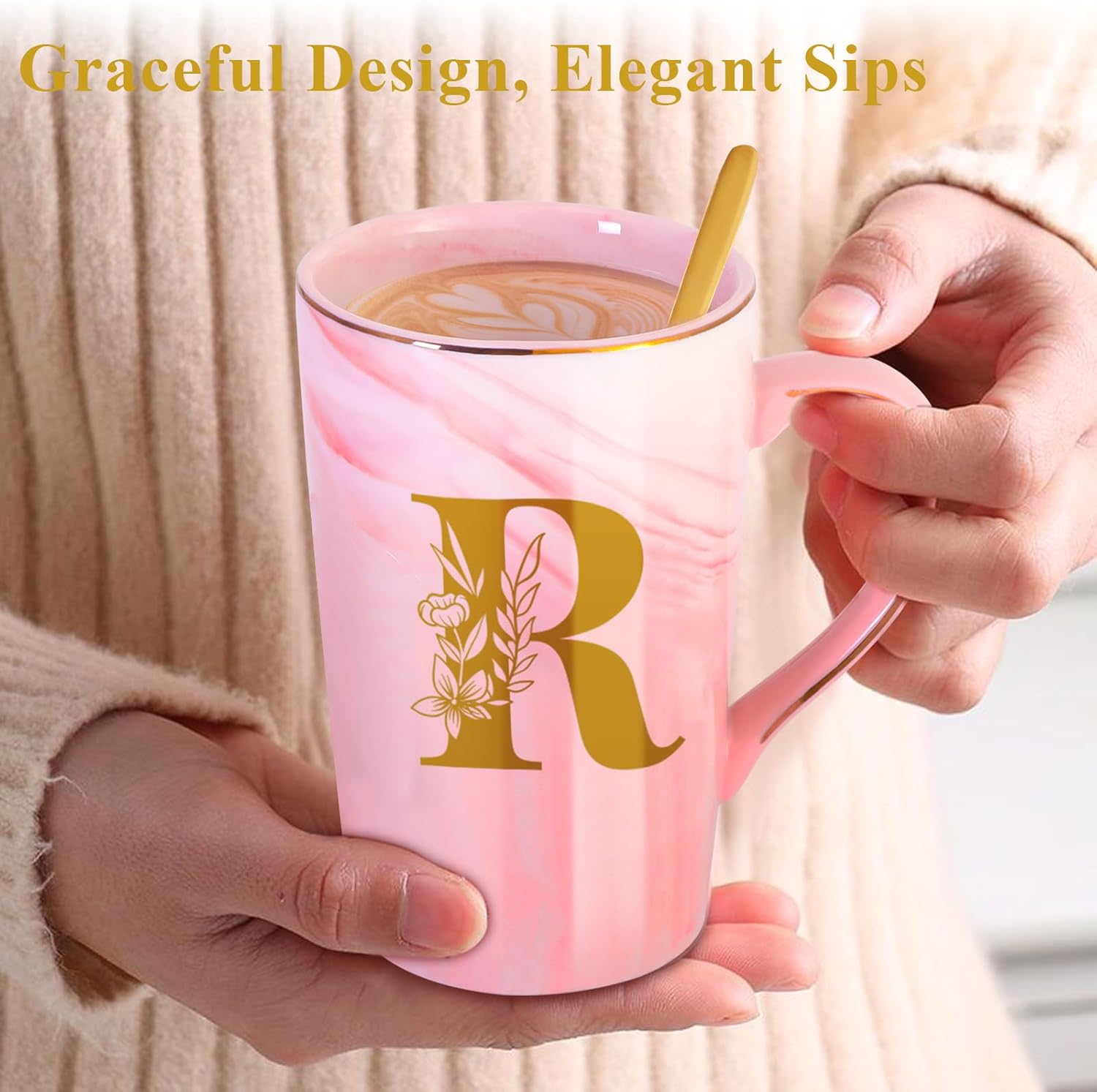 Personalized Ceramic Coffee Mug with Lid Tea Cup Happy Birthday Christmas Xmas Day Holiday Gift for Female Boss Teacher Aunt Big Small Sister in Law Mother Stepmother Wedding Groom Bride Officiant,R - Image 6