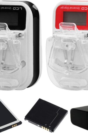 VizGiz 2 Pack Universal Battery Charger for All Types of Batteries USB Power Adapter LCD for Lithium Old Retro Mobile Phone Camera Nokia Siemens Samsung Ericsson Alcatel Motorola (Below 1000mAh)